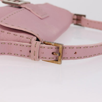 Fendi Selleria Baguette Leather, Pink, Leather, Handbag