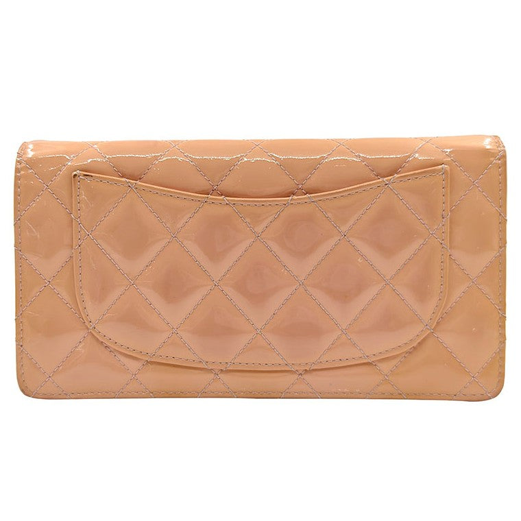 Chanel CC Wallet Quilted Patent, Beige, Patent Leather, Wallet