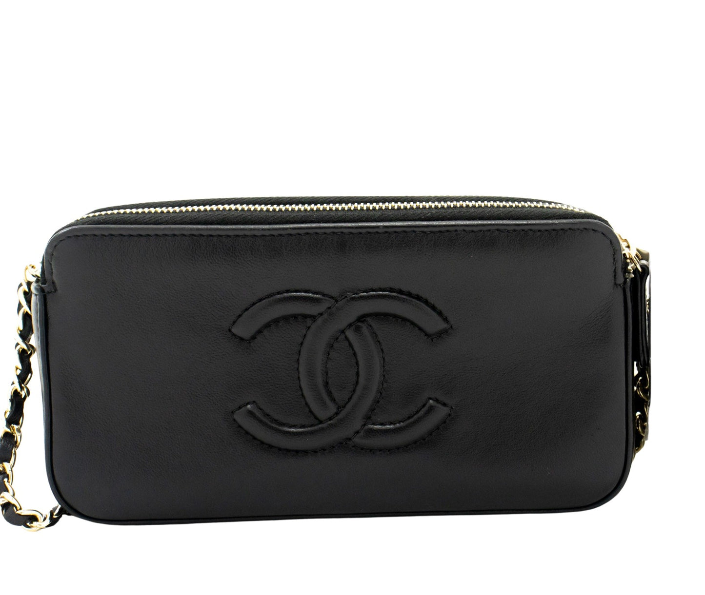 Chanel V-Stich, Black, Leather, wallet