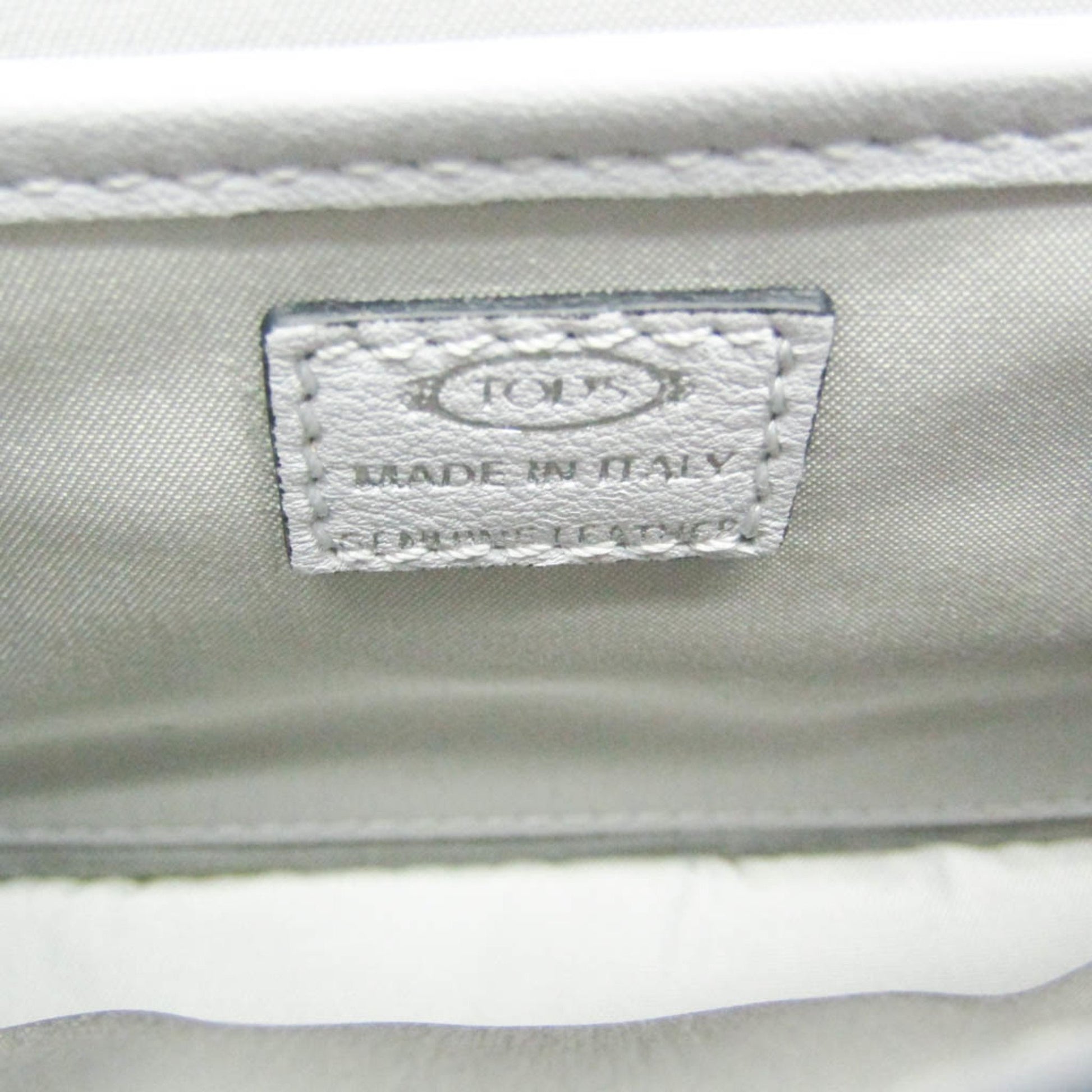 TOD'S Double T, Grey, Leather, shoulder