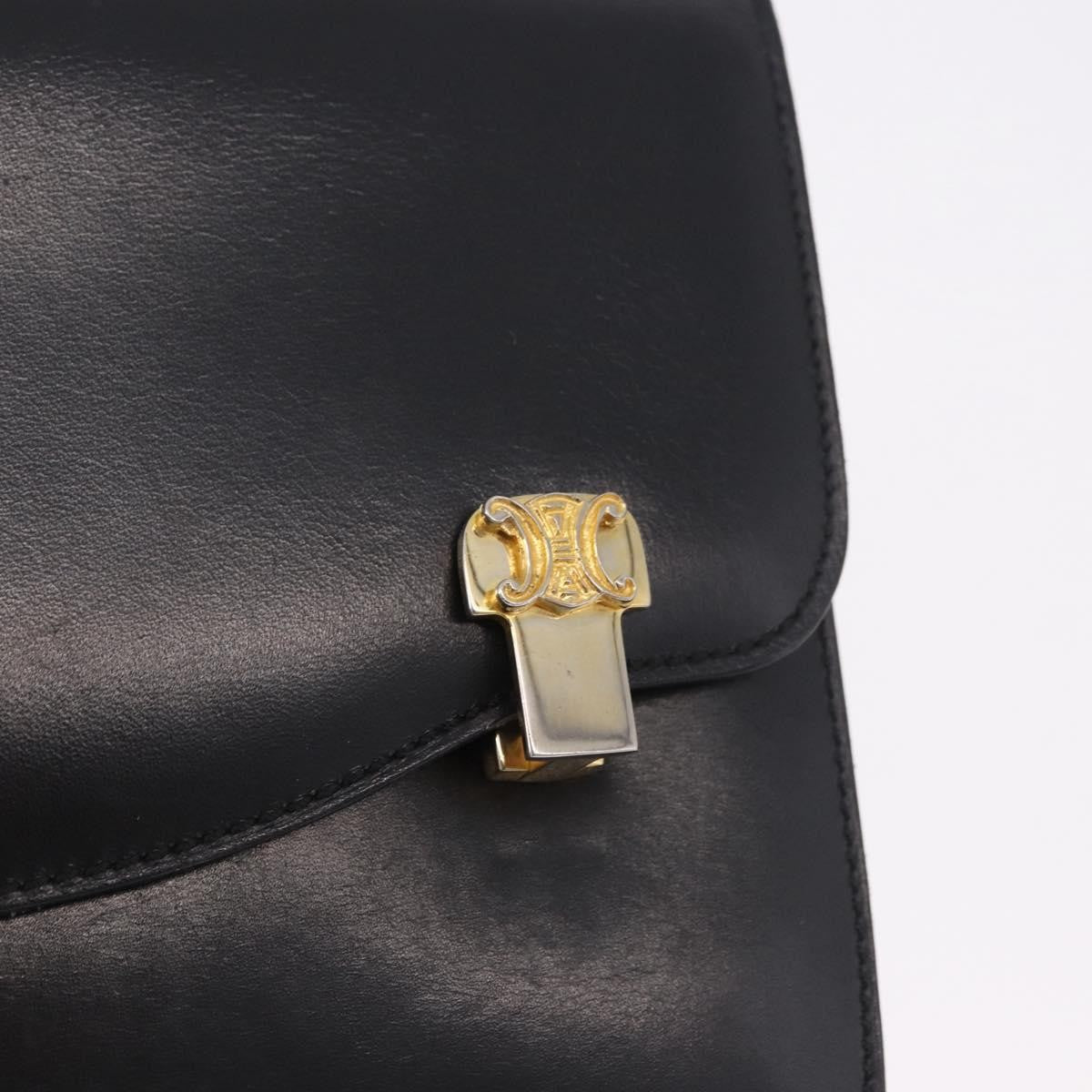 Celine Shoulder Leather, Black, Leather, Shoulder Bag