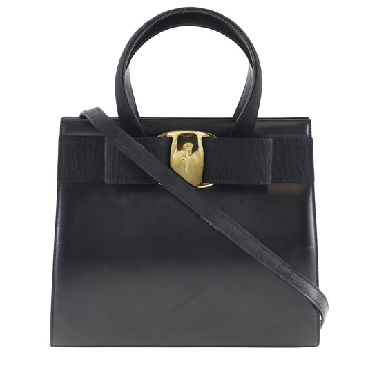 Salvatore Ferragamo Vara, Black, Leather, handbag