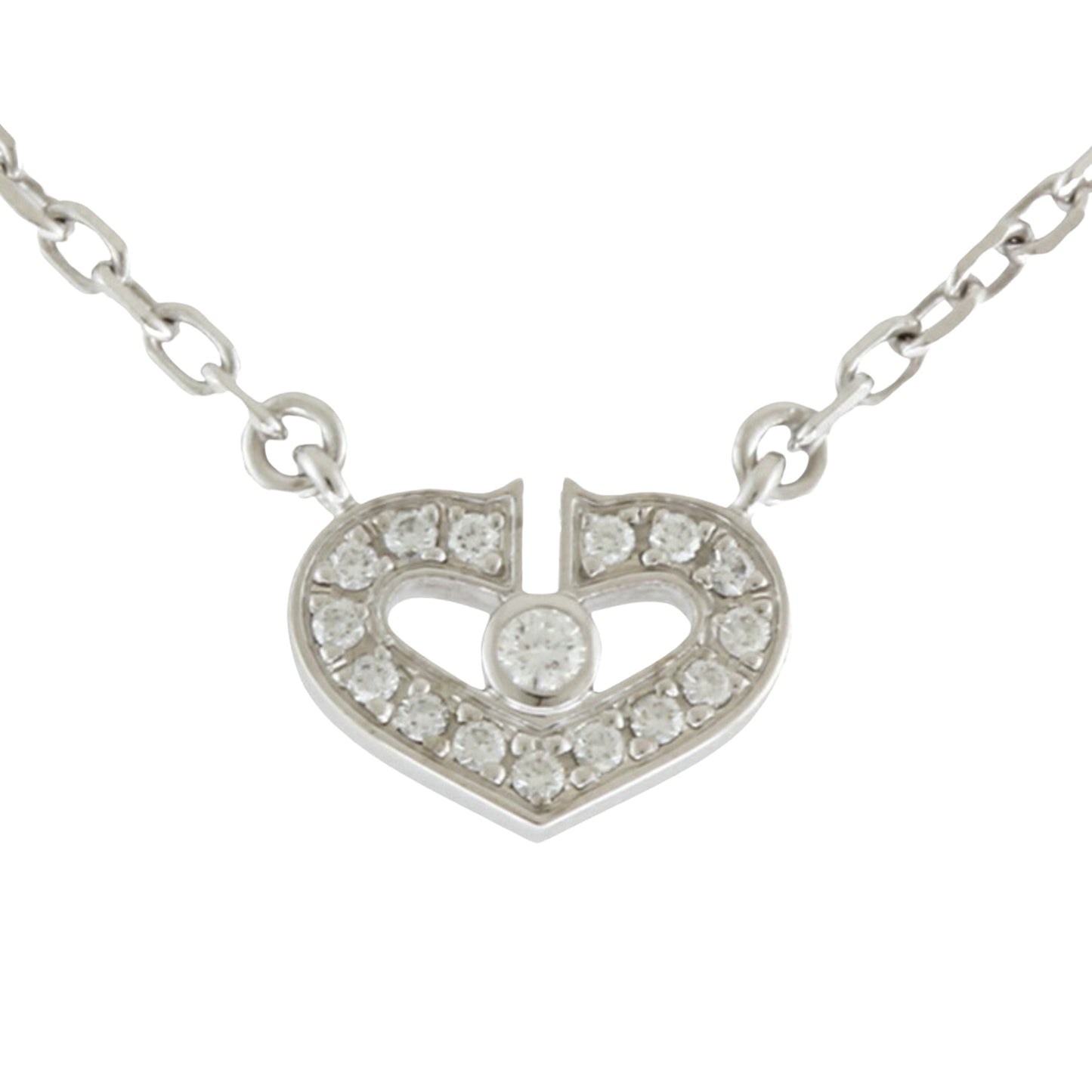 Cartier C heart, Silver, White Gold, necklace