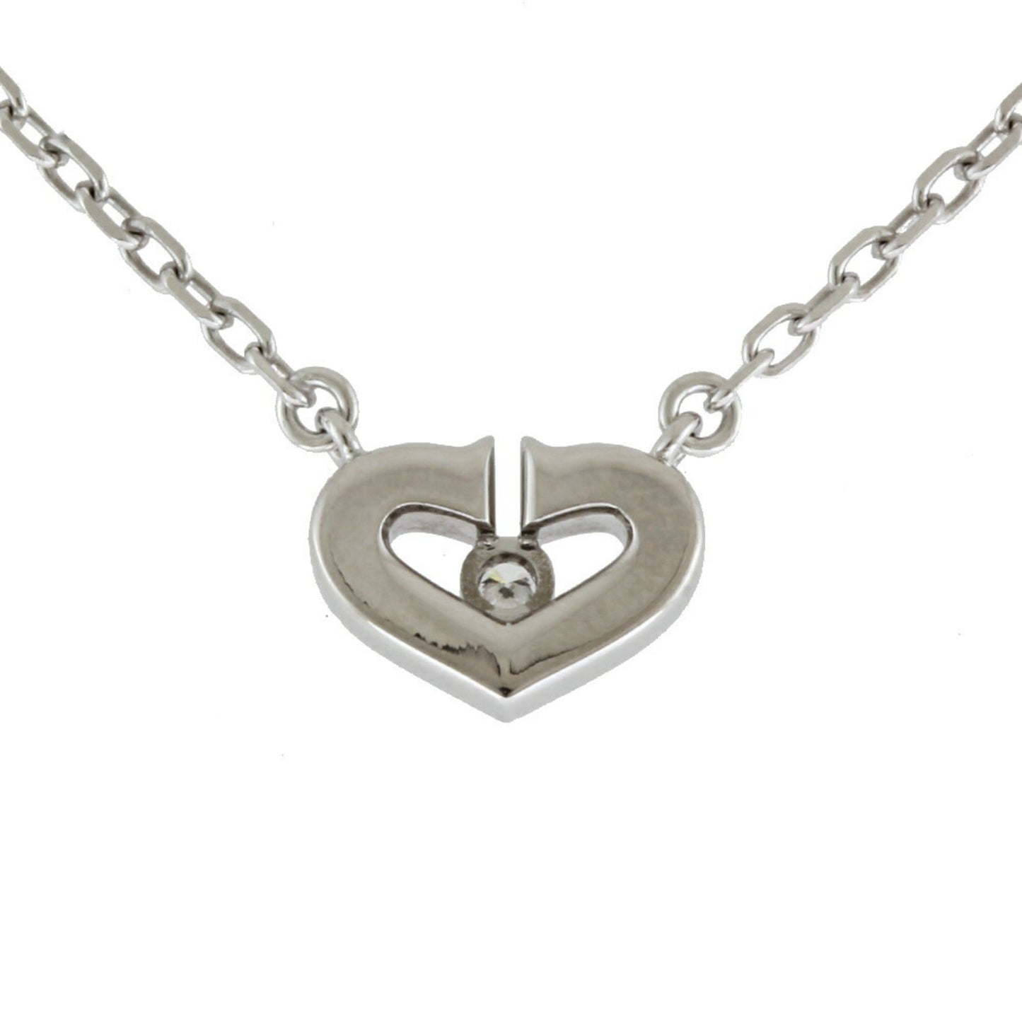 Cartier C heart, Silver, White Gold, necklace