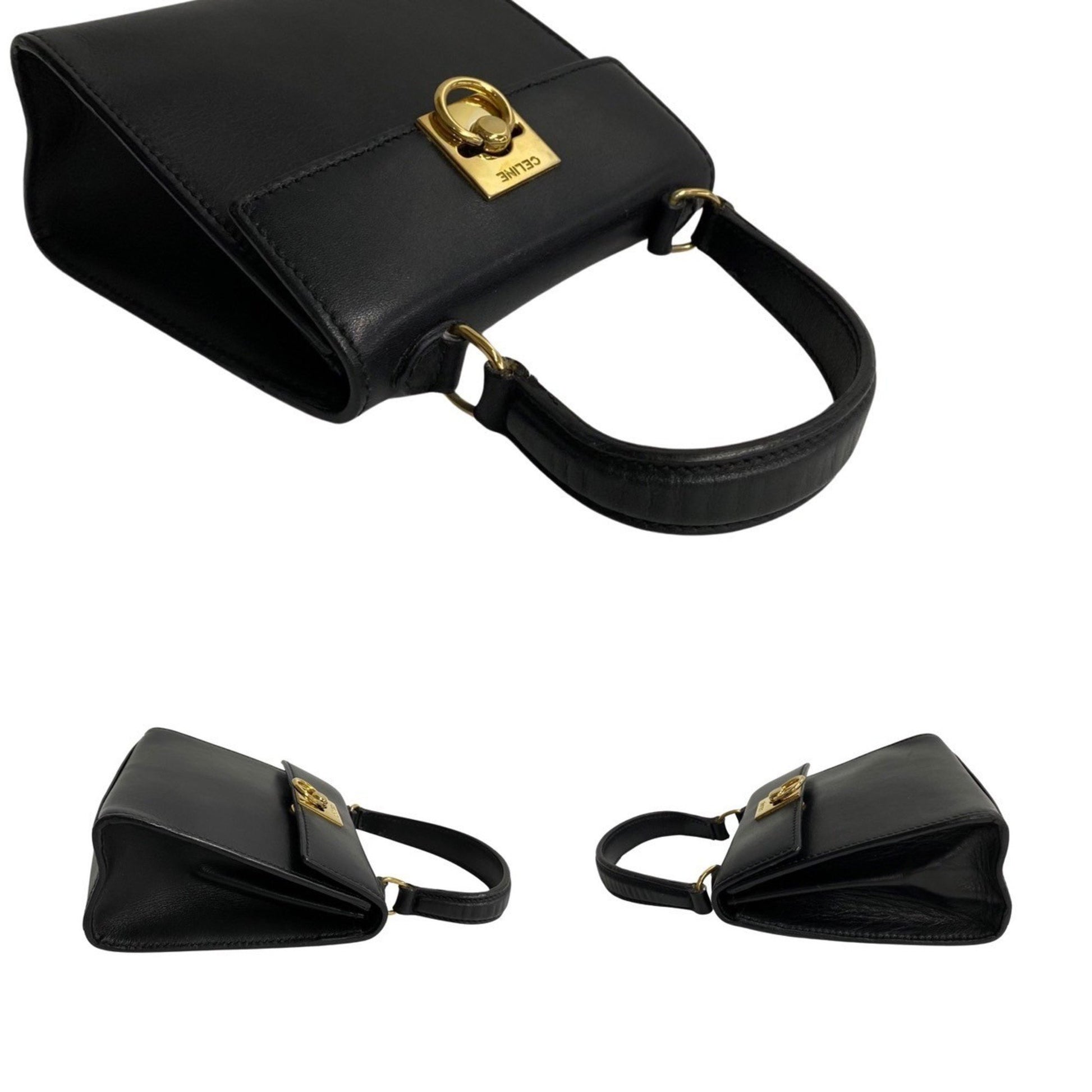 Céline, Black, Leather, handbag