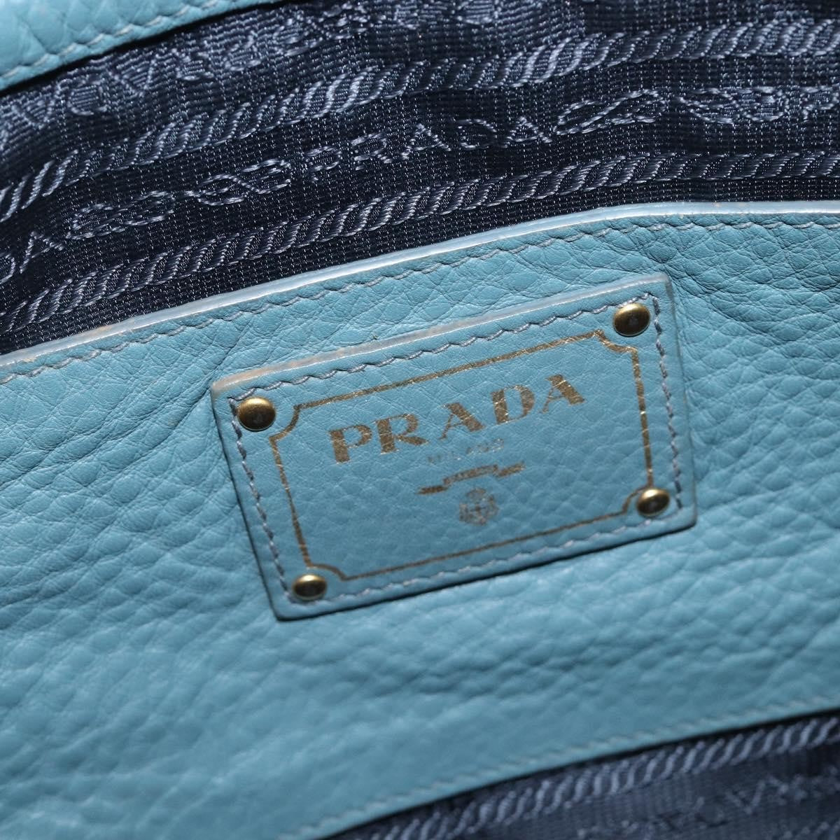 Prada Rolled Hobo Vitello Daino, Blue, Leather, Shoulder Bag