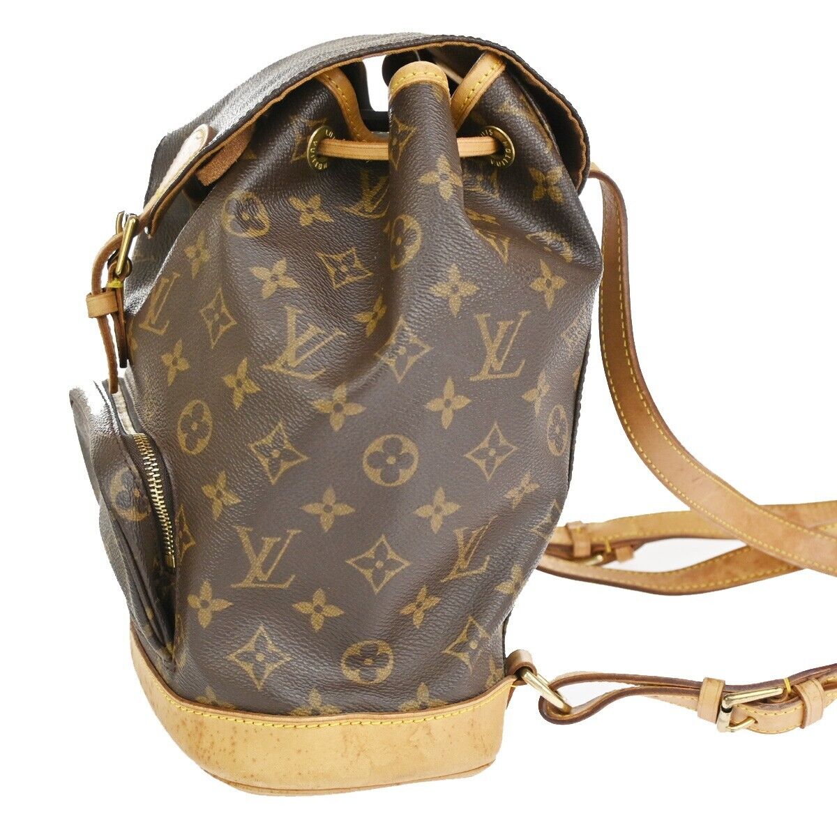 Louis Vuitton Montsouris MM, Brown, Canvas, backpack