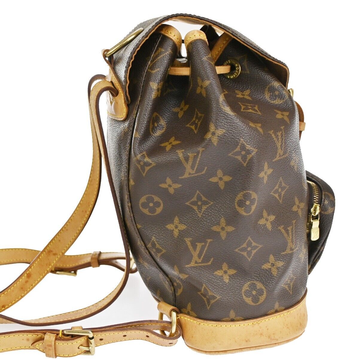 Louis Vuitton Montsouris MM, Brown, Canvas, backpack