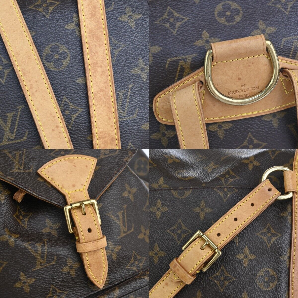 Louis Vuitton Montsouris MM, Brown, Canvas, backpack