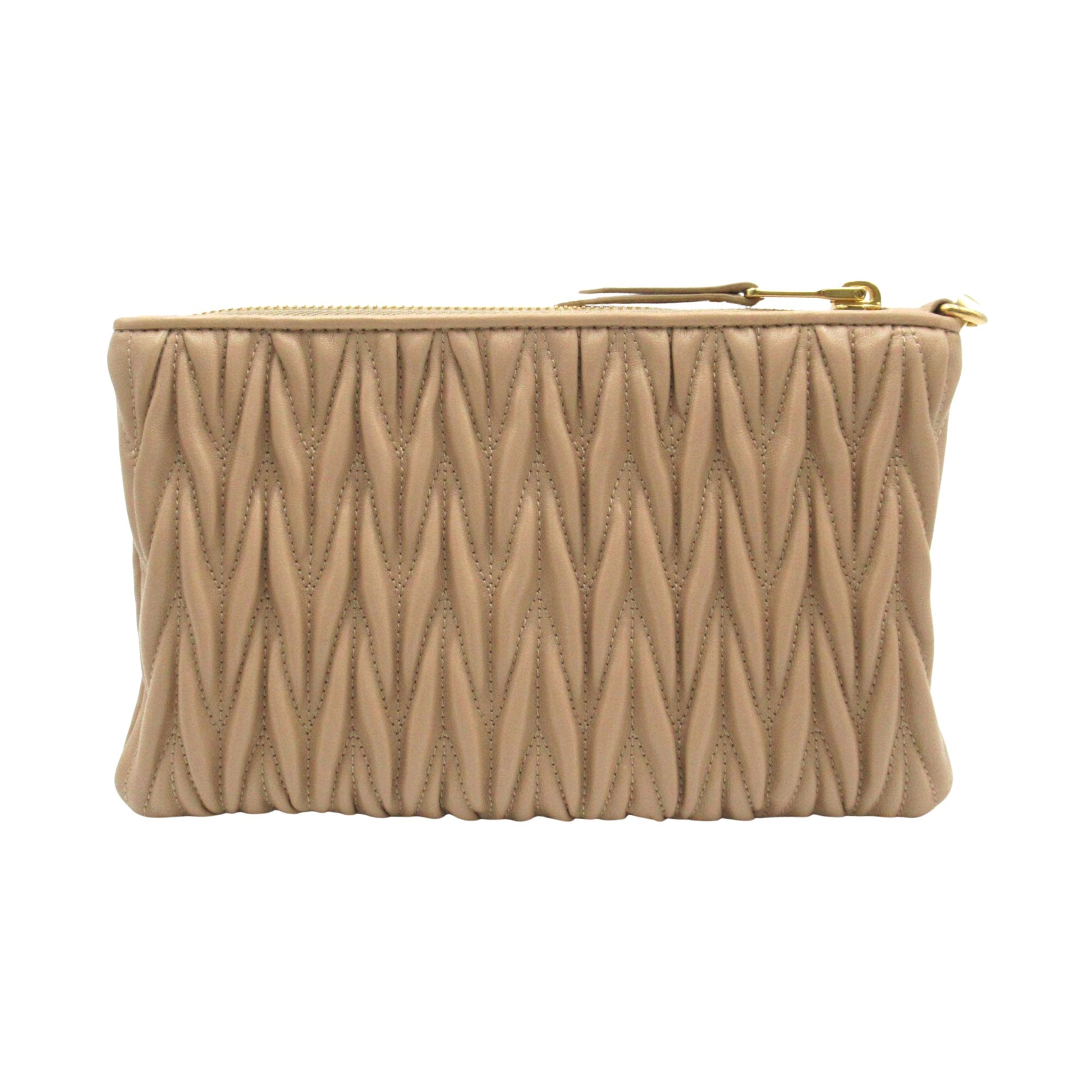 Miu Miu Matelassé, Beige, Leather, clutch