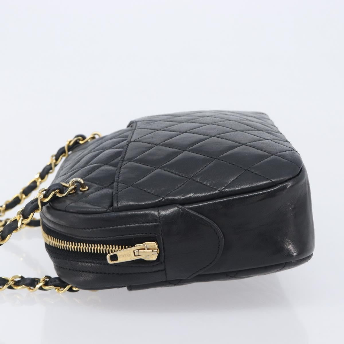 Chanel Vintage Front Pocket Camera Chevron Lambskin, Black, Leather, Handbag