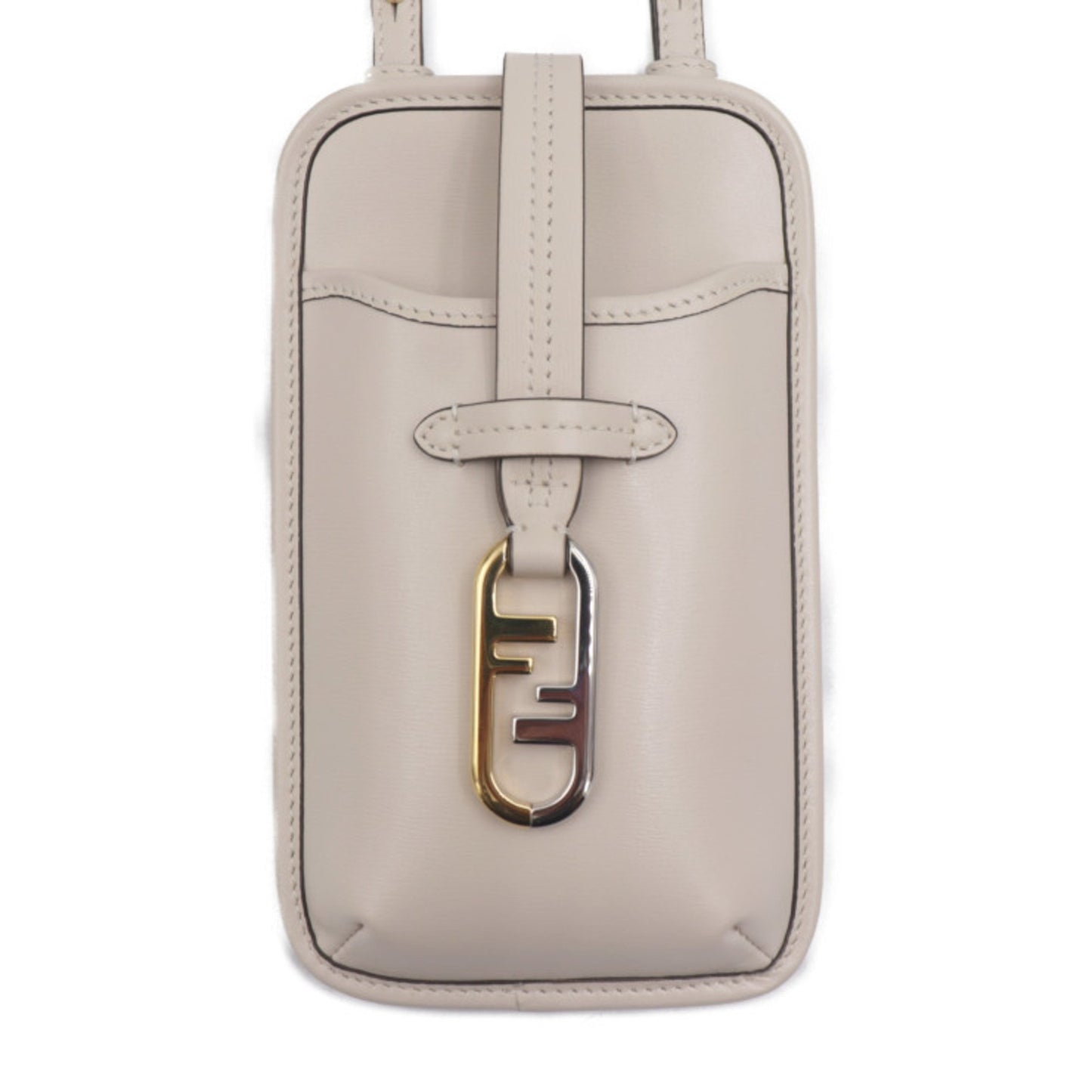 Fendi O'lock, Beige, Leather, clutch