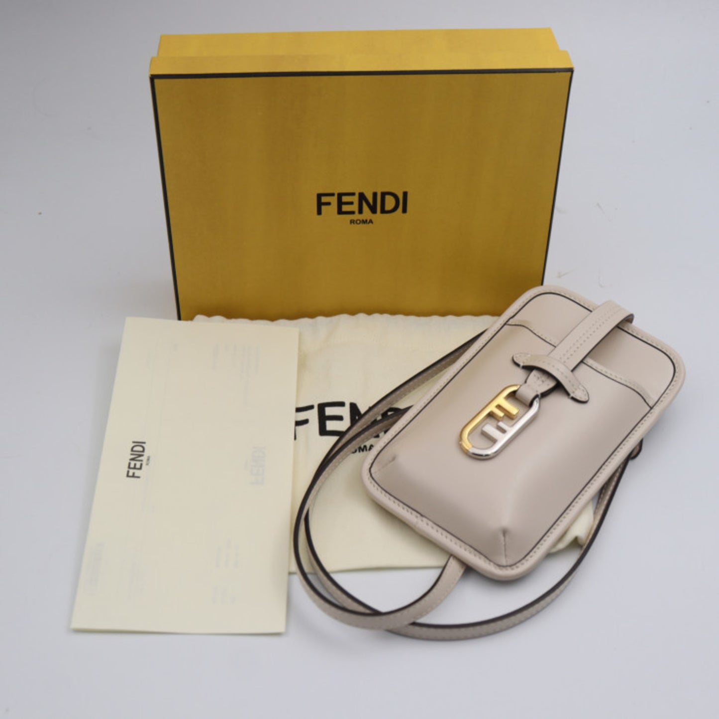 Fendi O'lock, Beige, Leather, clutch