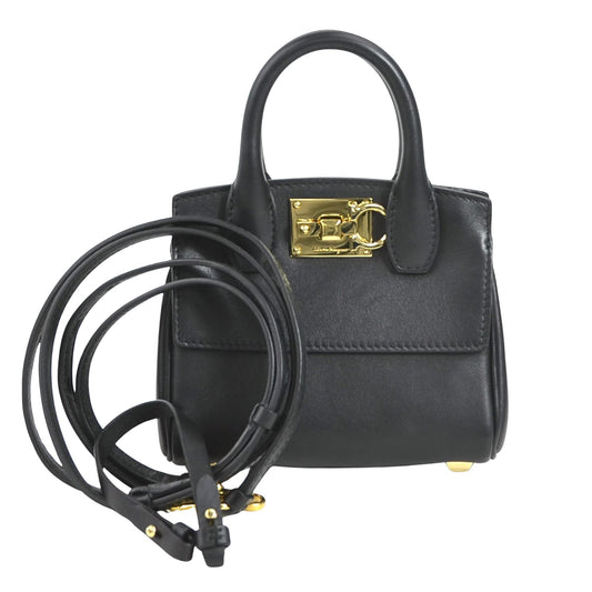 Salvatore Ferragamo, Black, Leather, handbag