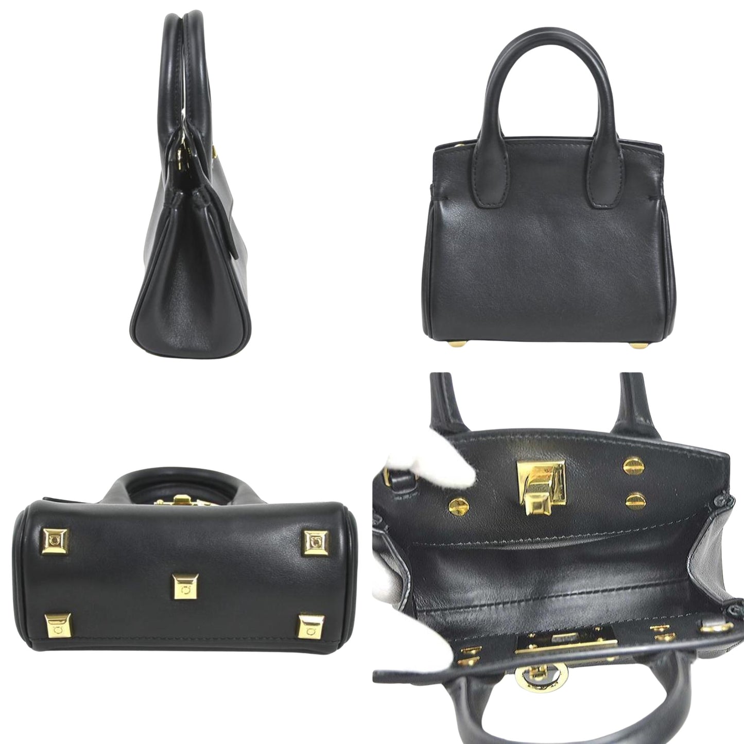 Salvatore Ferragamo, Black, Leather, handbag