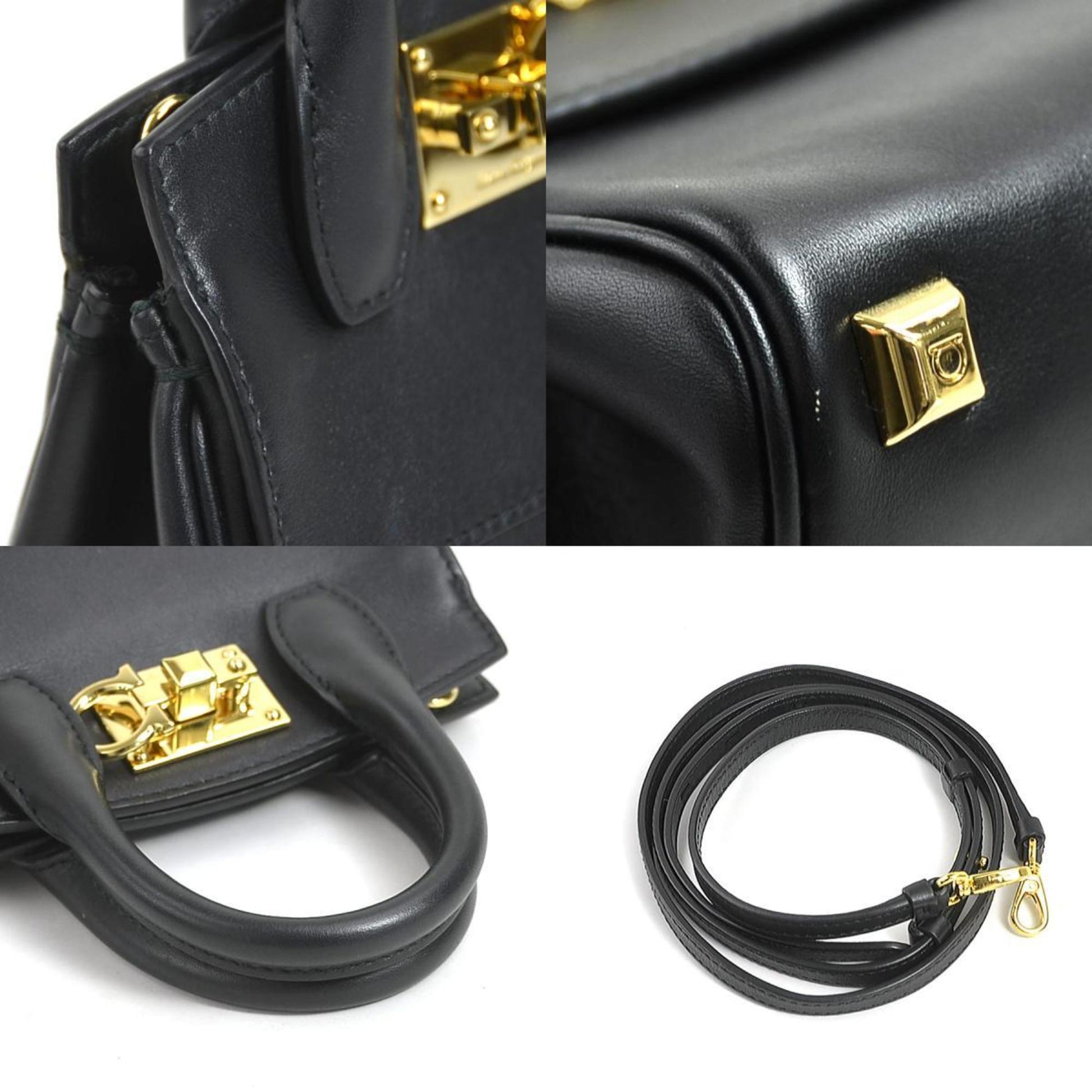 Salvatore Ferragamo, Black, Leather, handbag