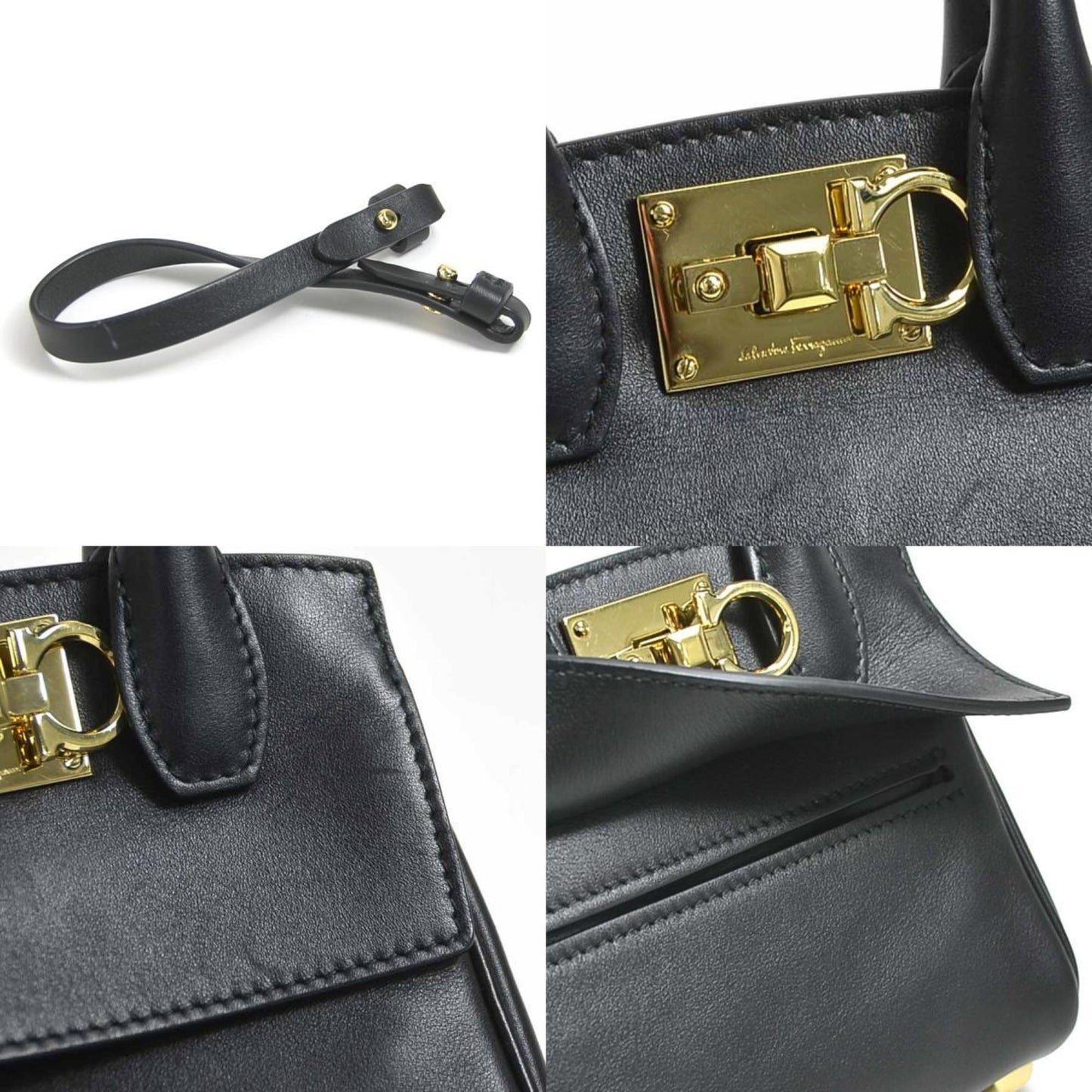 Salvatore Ferragamo, Black, Leather, handbag