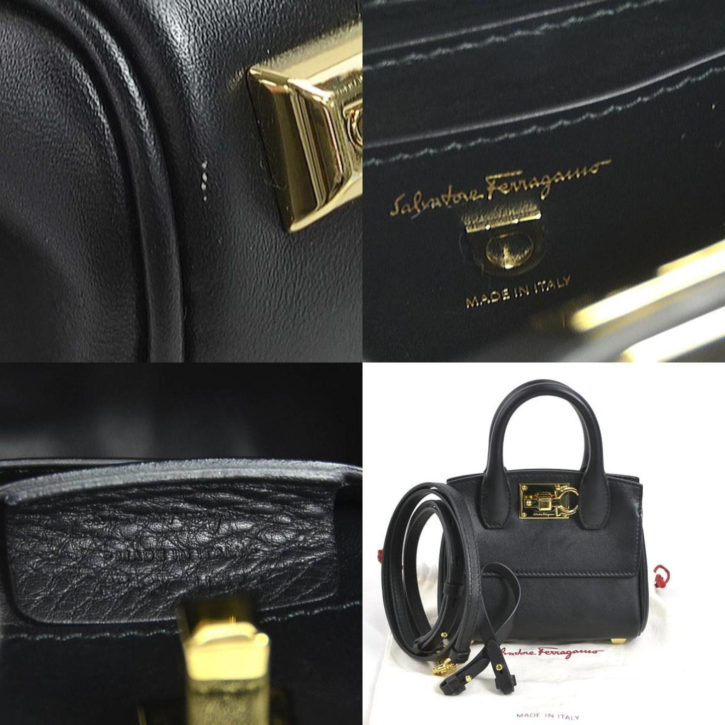 Salvatore Ferragamo, Black, Leather, handbag