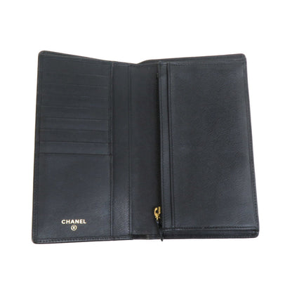 Chanel Coco button, Black, Leather, wallet