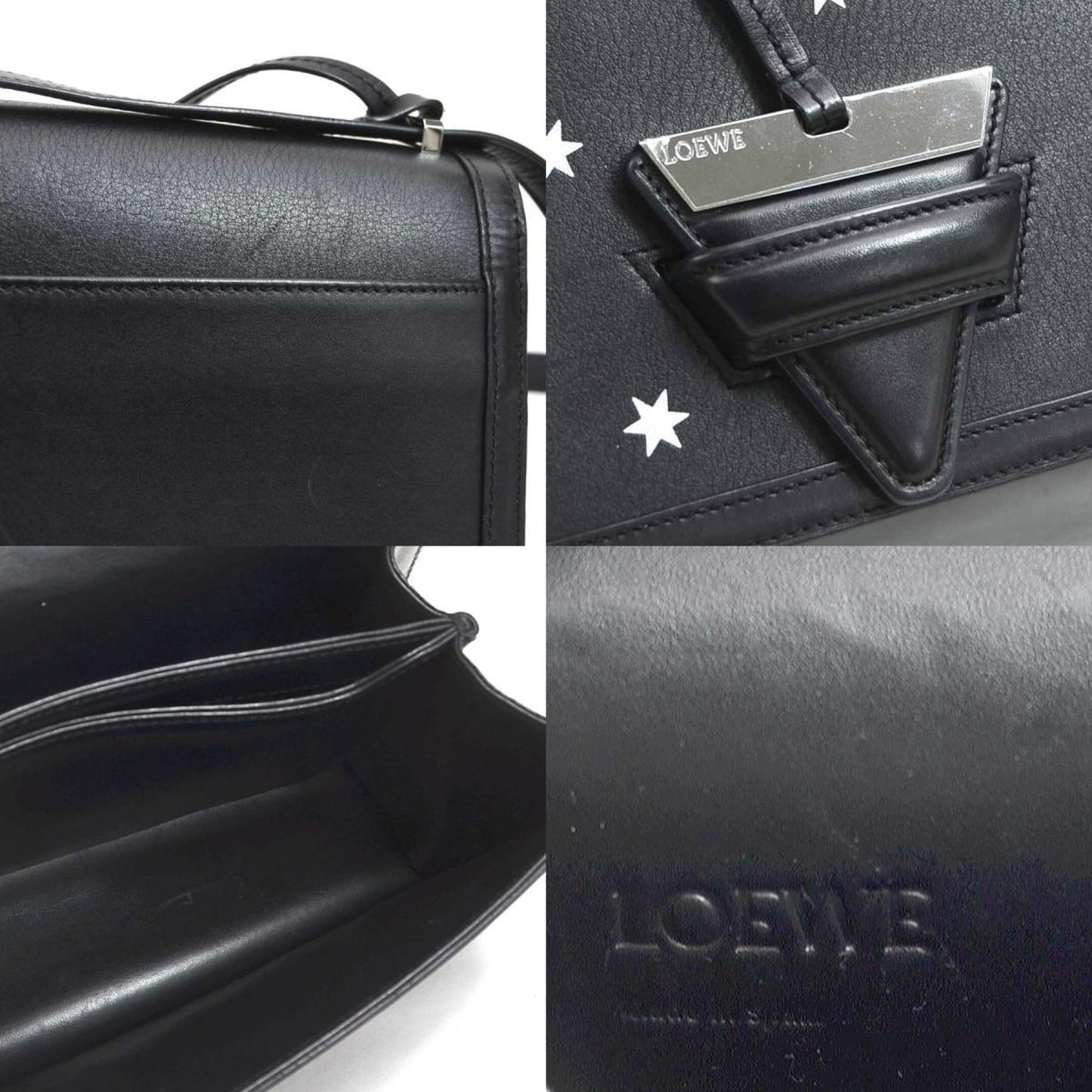 Loewe Barcelona, Black, Leather, shoulder