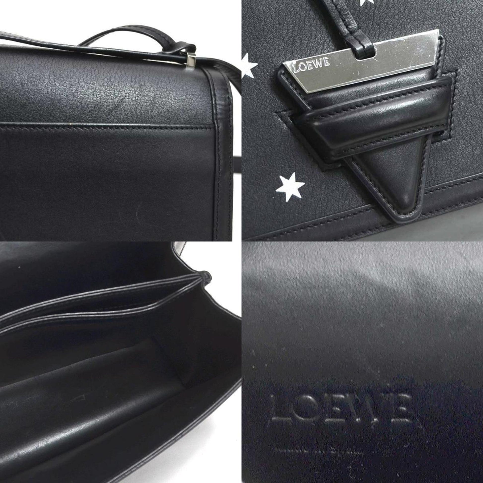 Loewe Barcelona, Black, Leather, shoulder