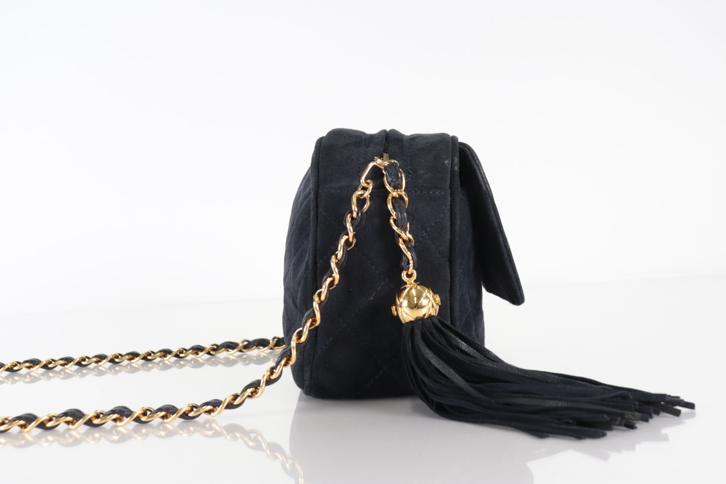 Chanel Shoulder Suede Patchwork, Black, Suede, Shoulder Bag