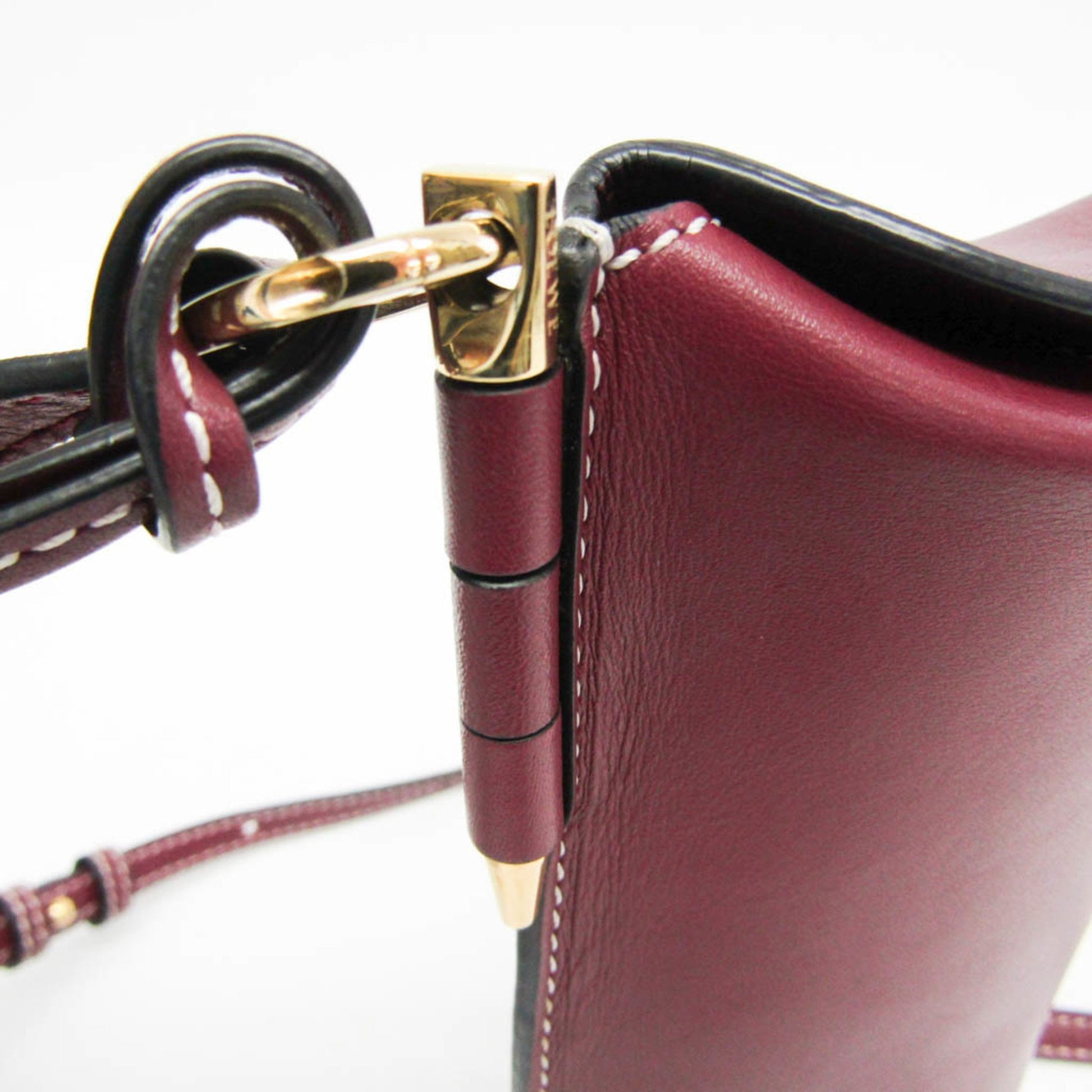 Loewe Gate, Burgundy, Leather, shoulder