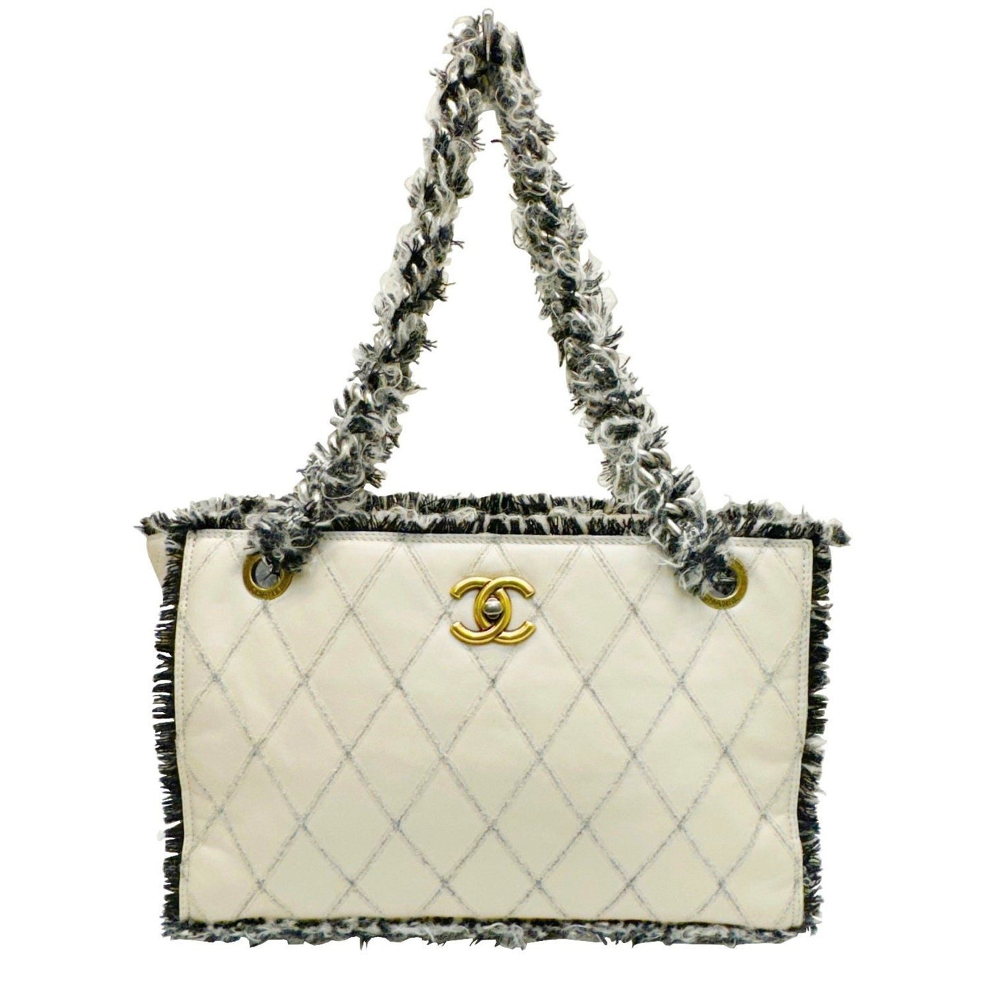 Chanel Coco Mark, White, Leather, tote