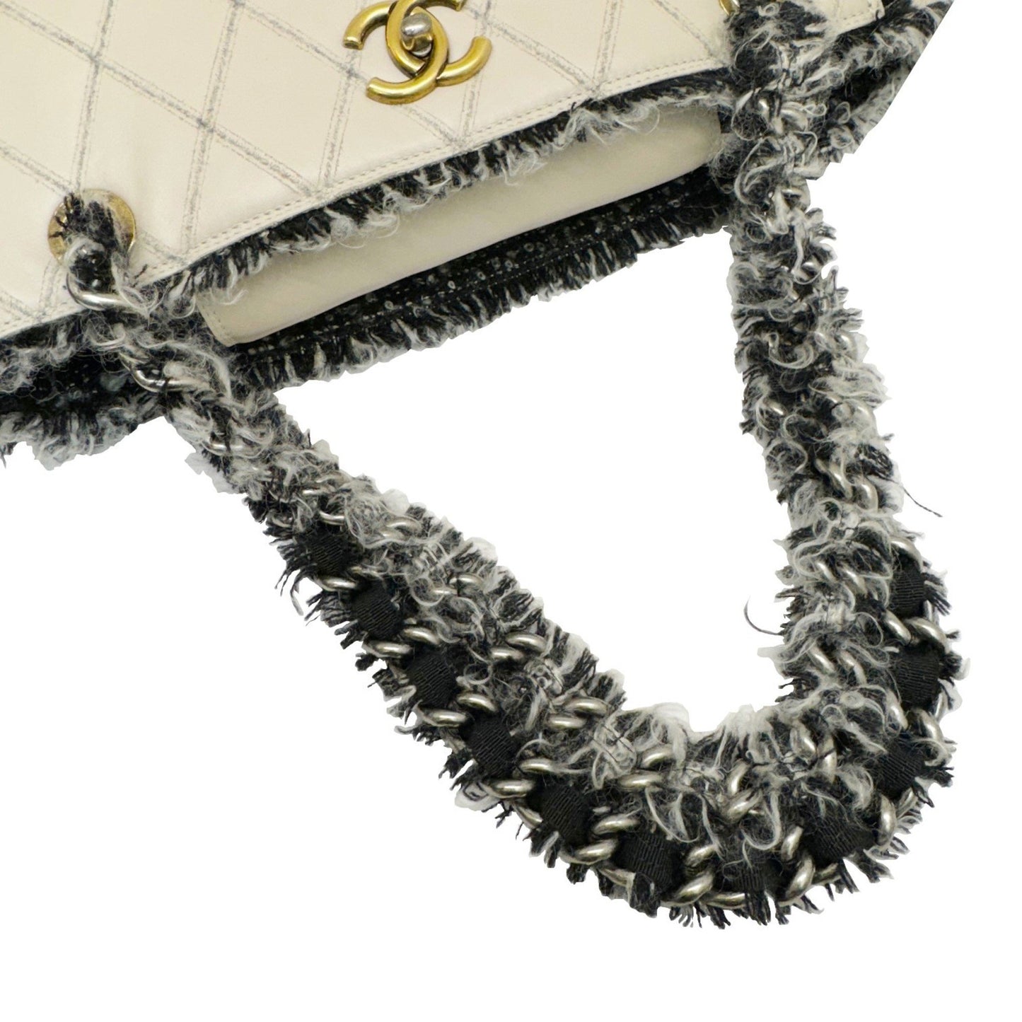 Chanel Coco Mark, White, Leather, tote