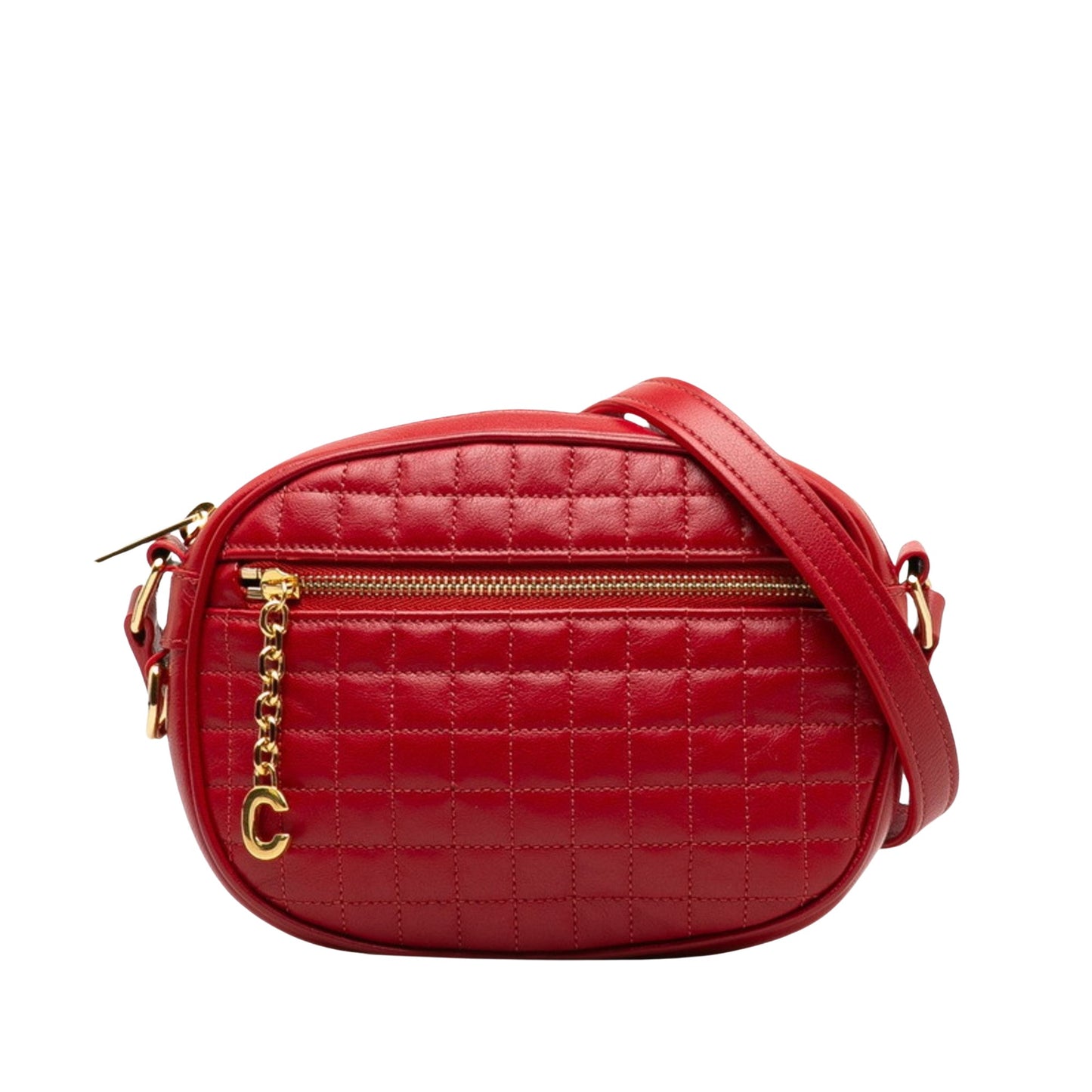 Céline C charm, Red, Leather, shoulder