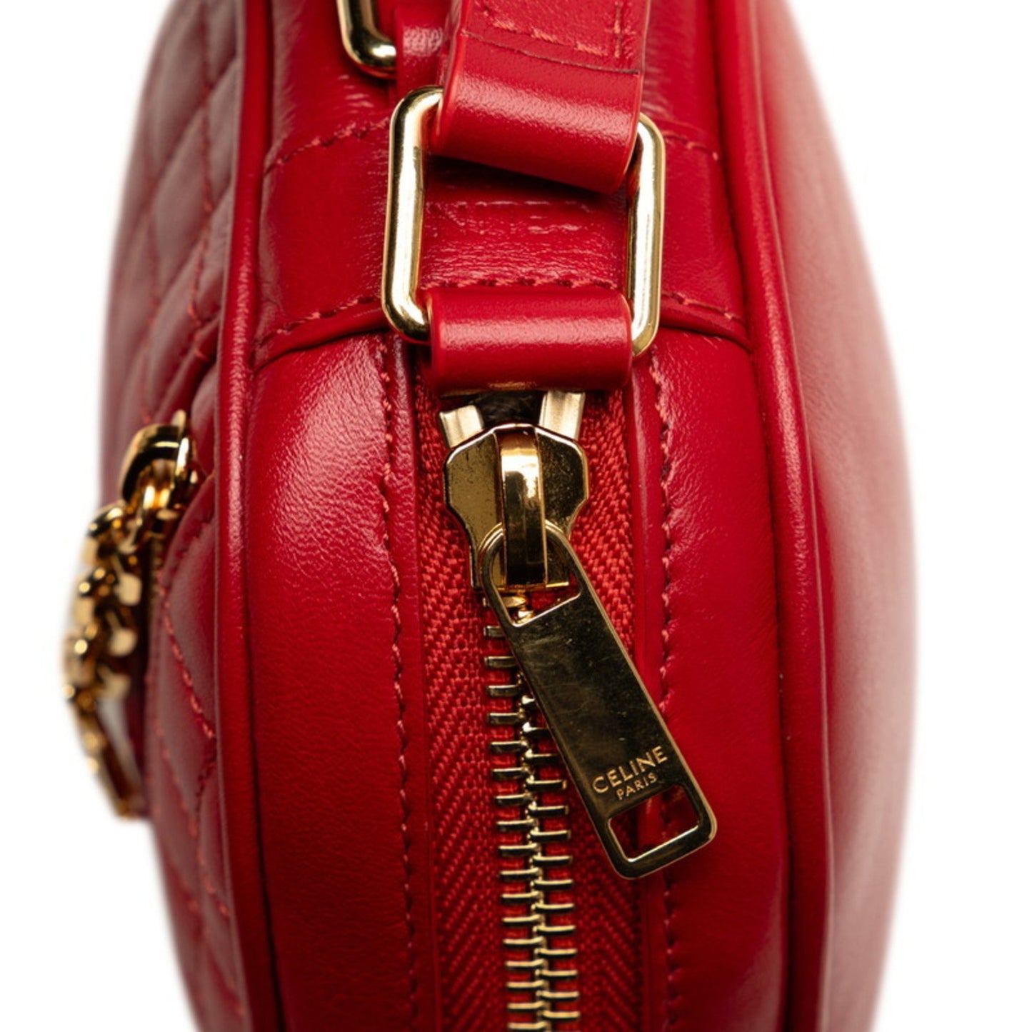 Céline C charm, Red, Leather, shoulder