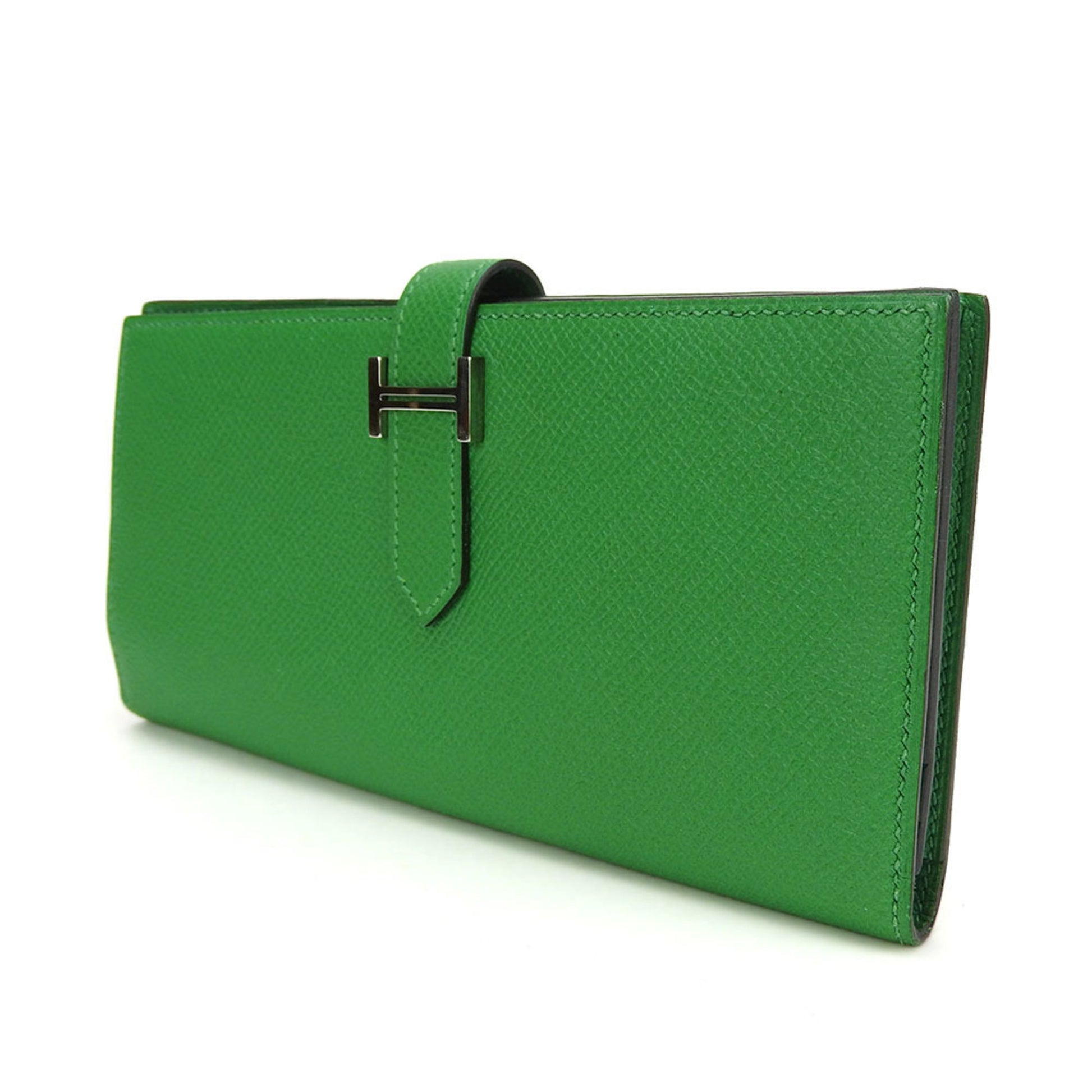 Hermès Béarn, Green, Leather, wallet