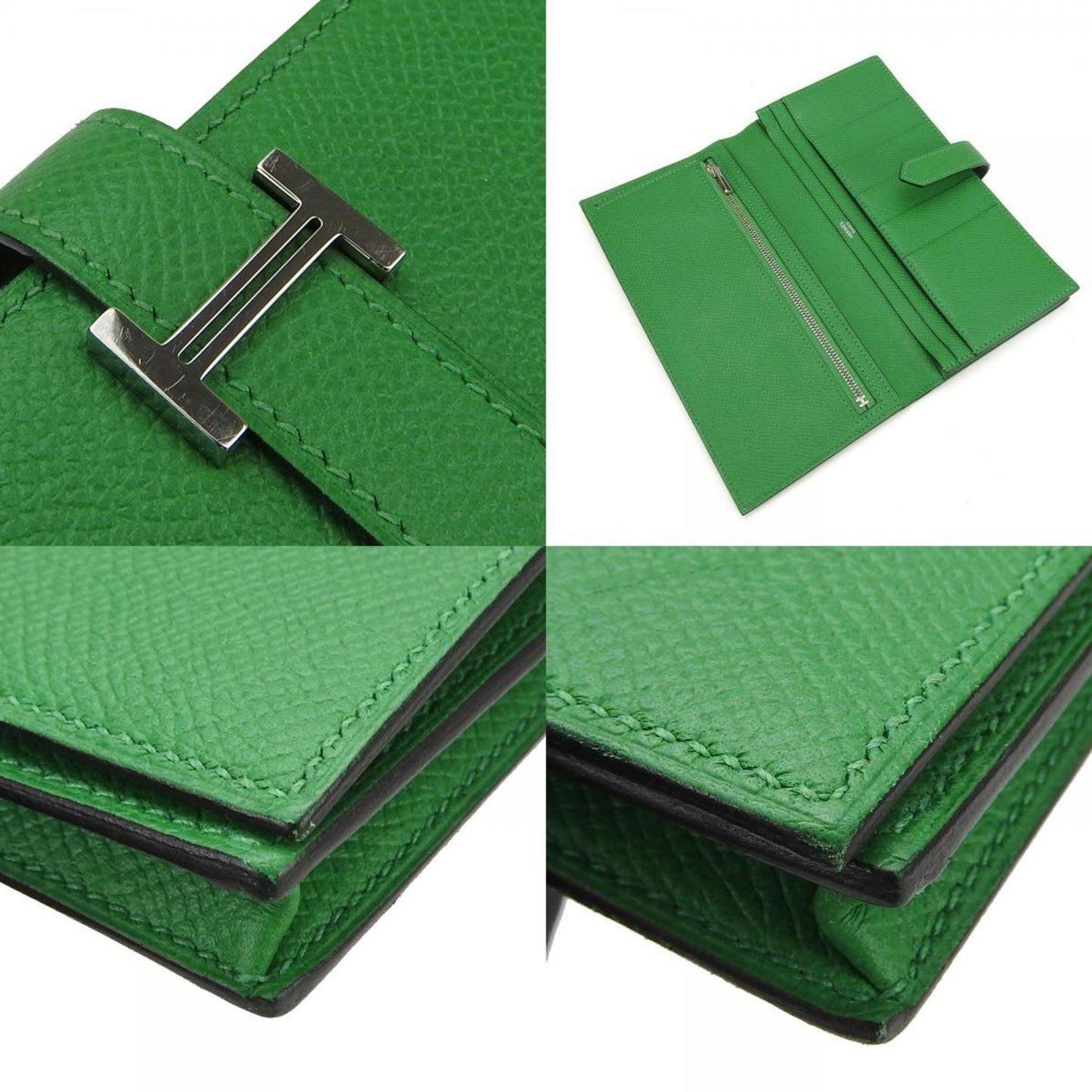 Hermès Béarn, Green, Leather, wallet