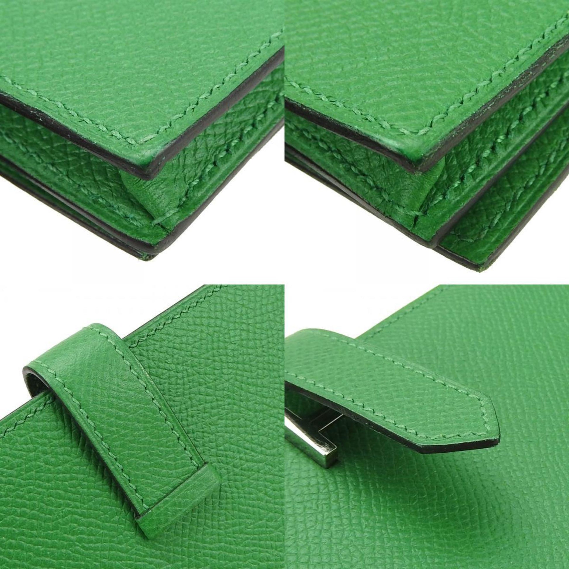 Hermès Béarn, Green, Leather, wallet