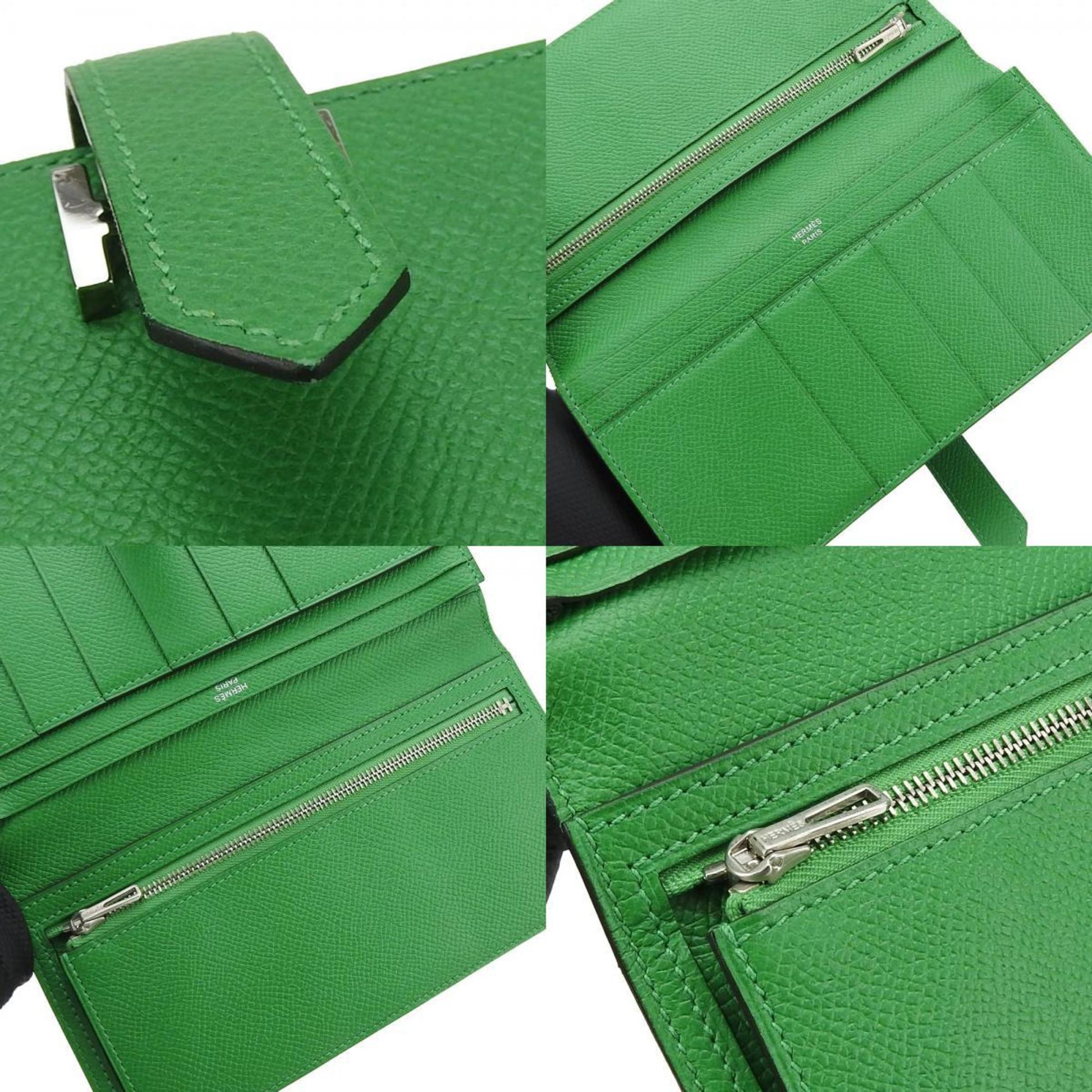 Hermès Béarn, Green, Leather, wallet