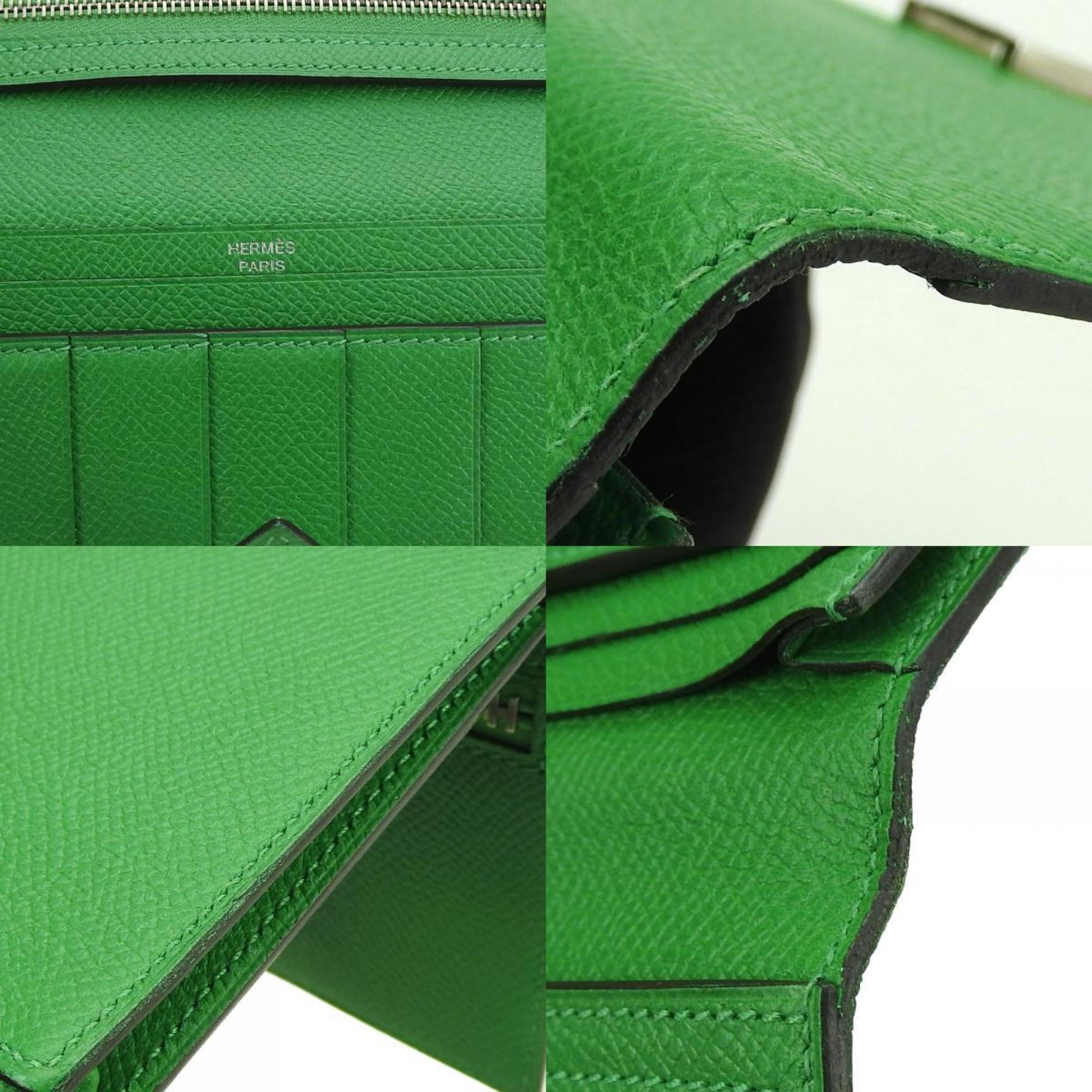 Hermès Béarn, Green, Leather, wallet