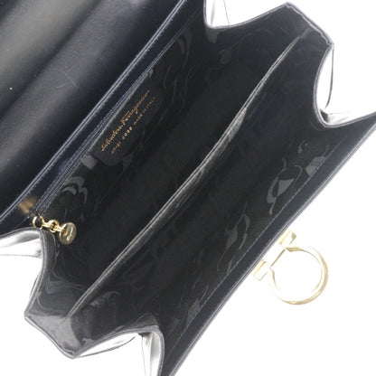 Salvatore Ferragamo Iconic Top Handle, Black, Leather, handbag