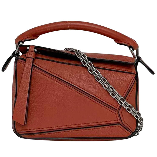 Loewe Puzzle, Orange, Leather, handbag