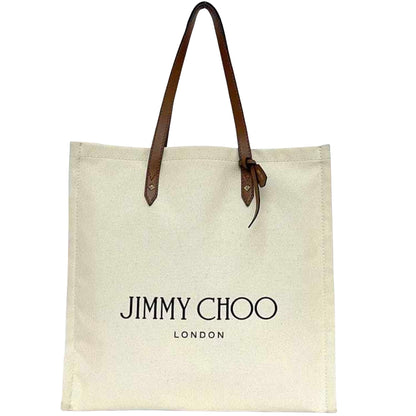 Jimmy Choo, White, Canvas, tote