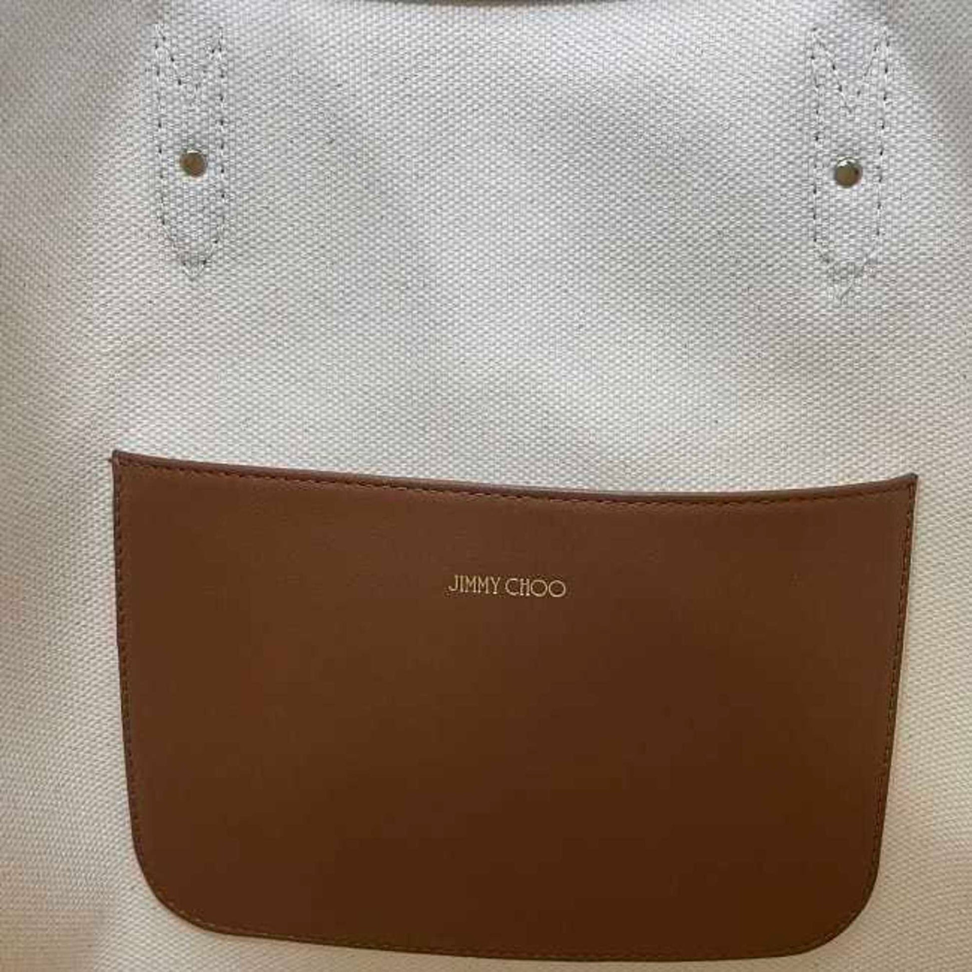 Jimmy Choo, White, Canvas, tote