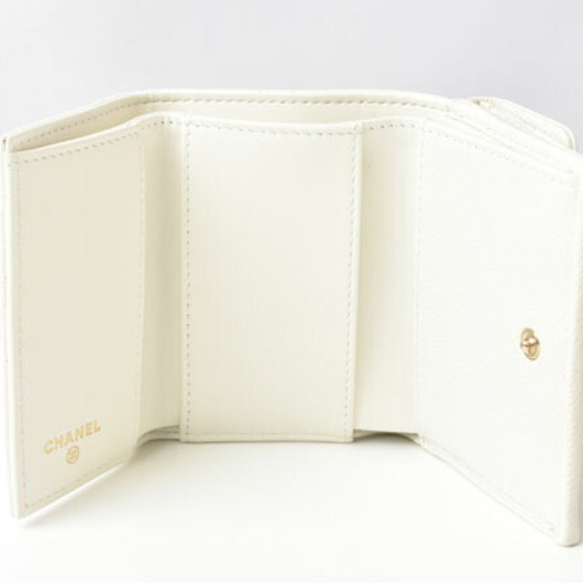 Chanel Boy, White, Leather, wallet