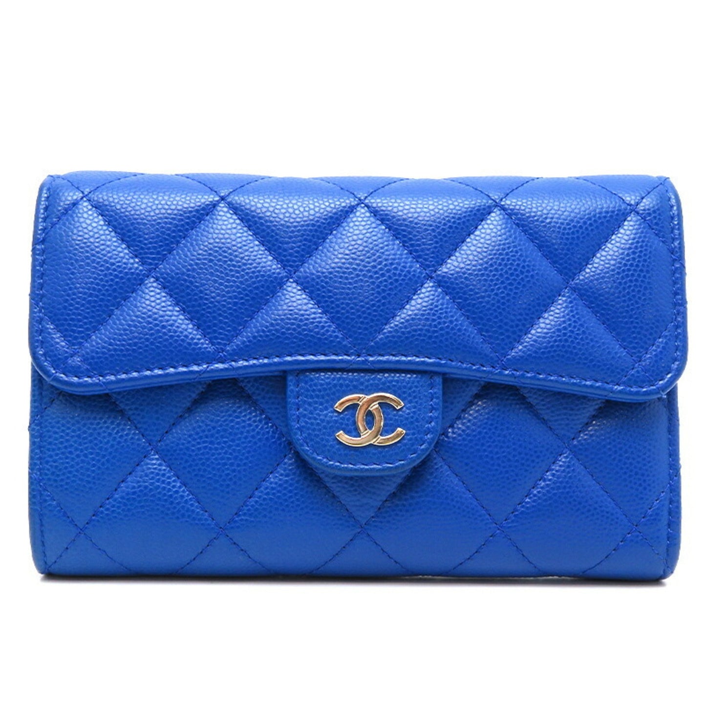 Chanel Matelassé, Blue, Leather, wallet