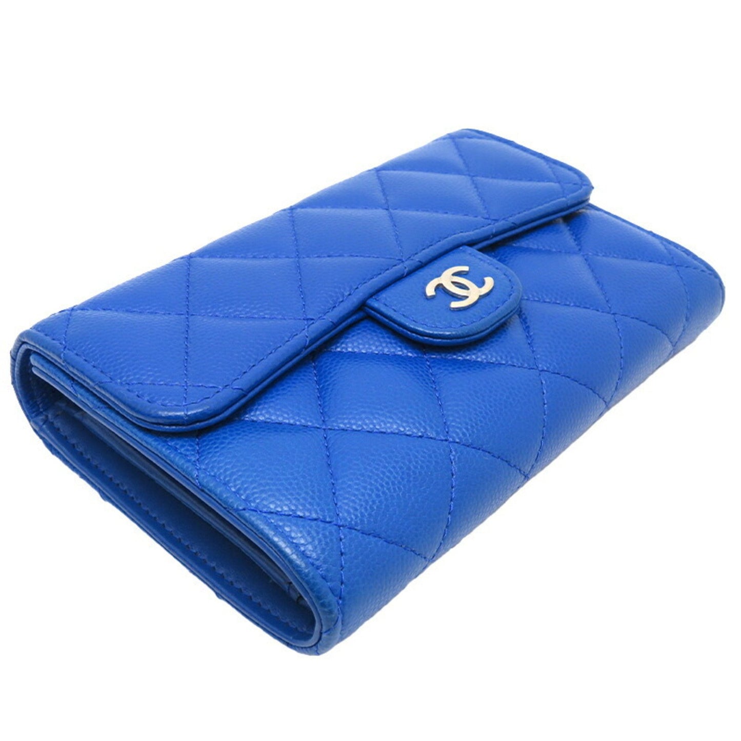 Chanel Matelassé, Blue, Leather, wallet