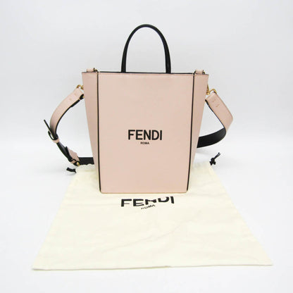 Fendi Logo shopper, Beige, Leather, shoulder