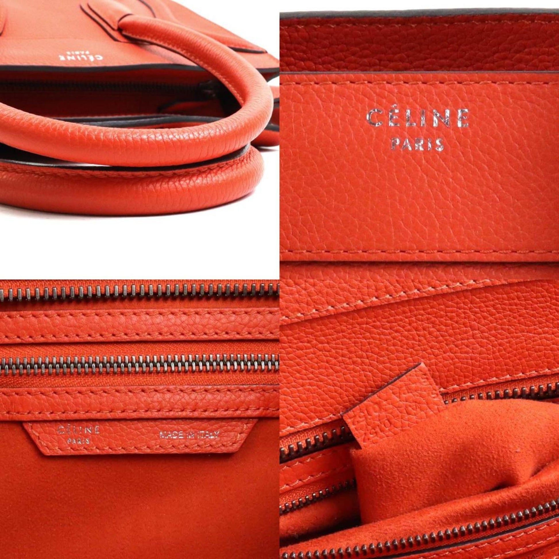 Céline Luggage, Red, Leather, handbag