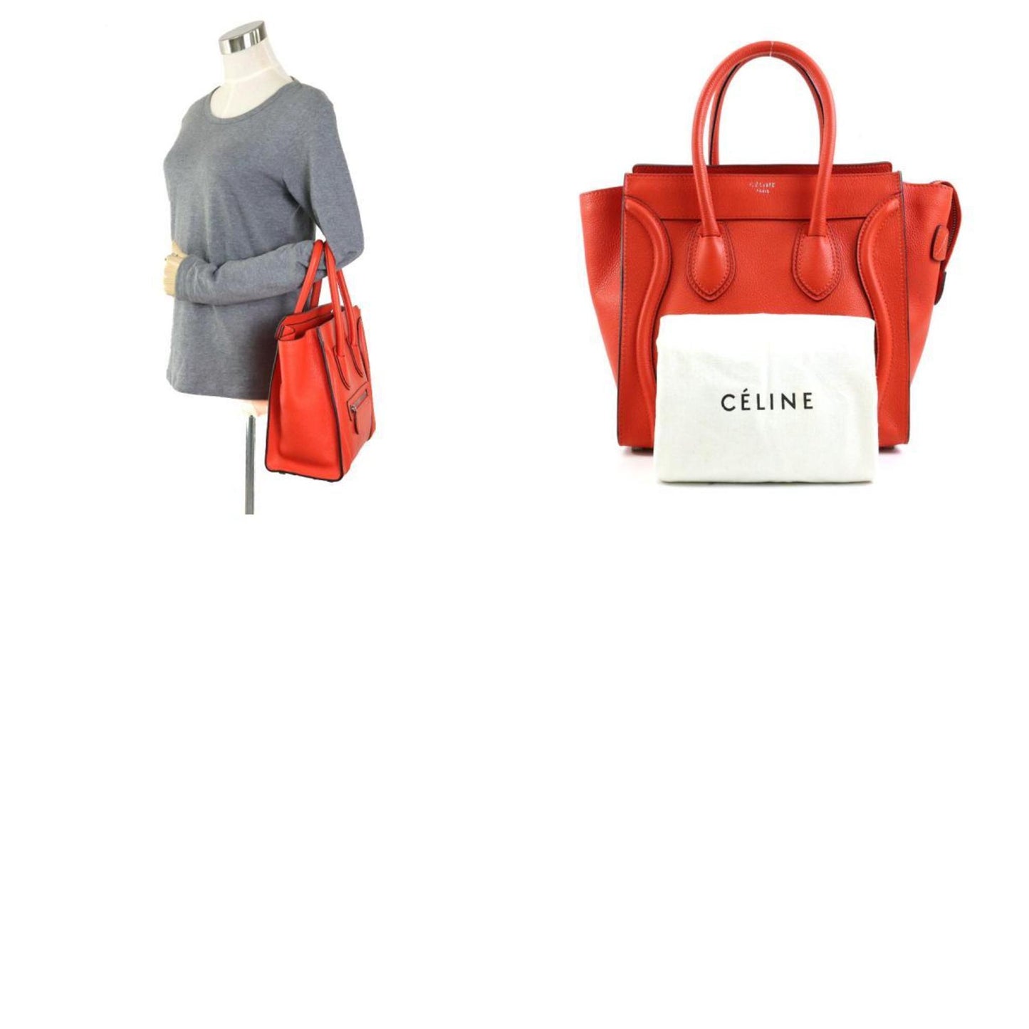 Céline Luggage, Red, Leather, handbag