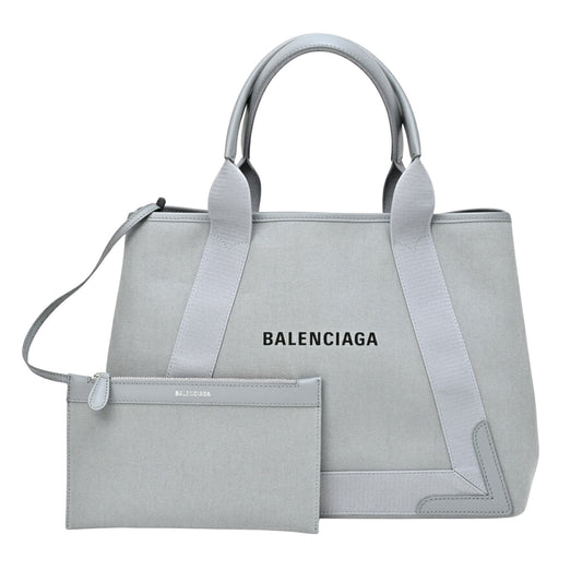 Balenciaga Navy Cabas, Grey, Canvas, tote