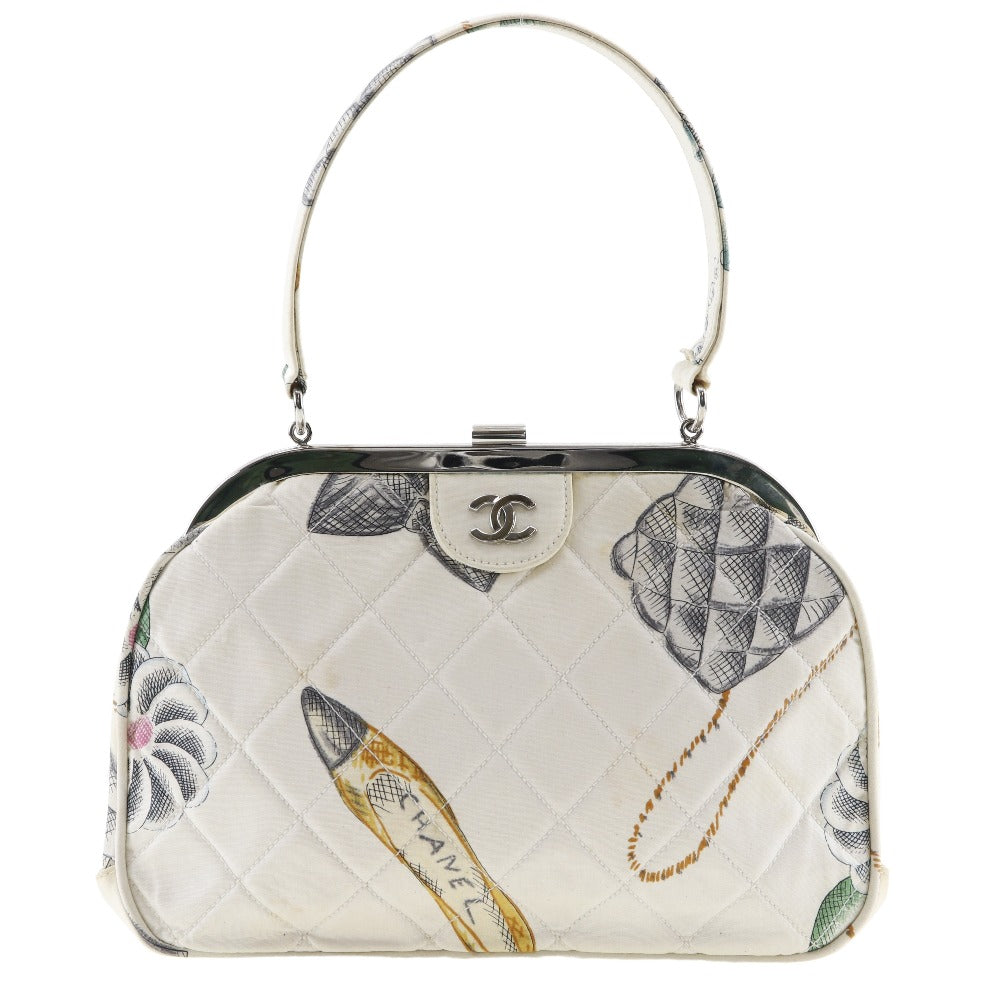 Chanel, White, Canvas, handbag