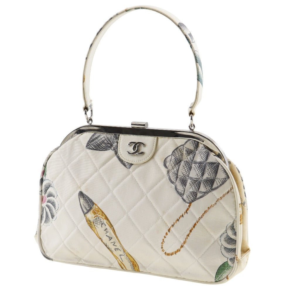 Chanel, White, Canvas, handbag