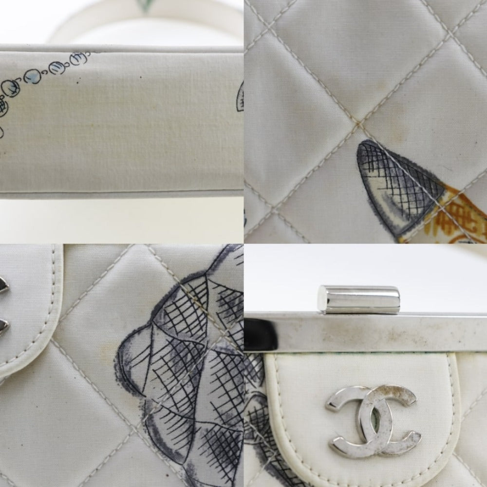 Chanel, White, Canvas, handbag